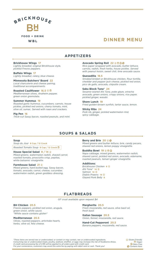 Restaurant Menu | Brickhouse Food & Drink